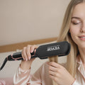 SKYSHALO Titanium Hair Straightener, 2-Inch - Features Infrared, Negative Ions, Dual Voltage (110V/240V), LCD Screen & 11 Temperature Settings, Ideal for Salon, Home & Travel