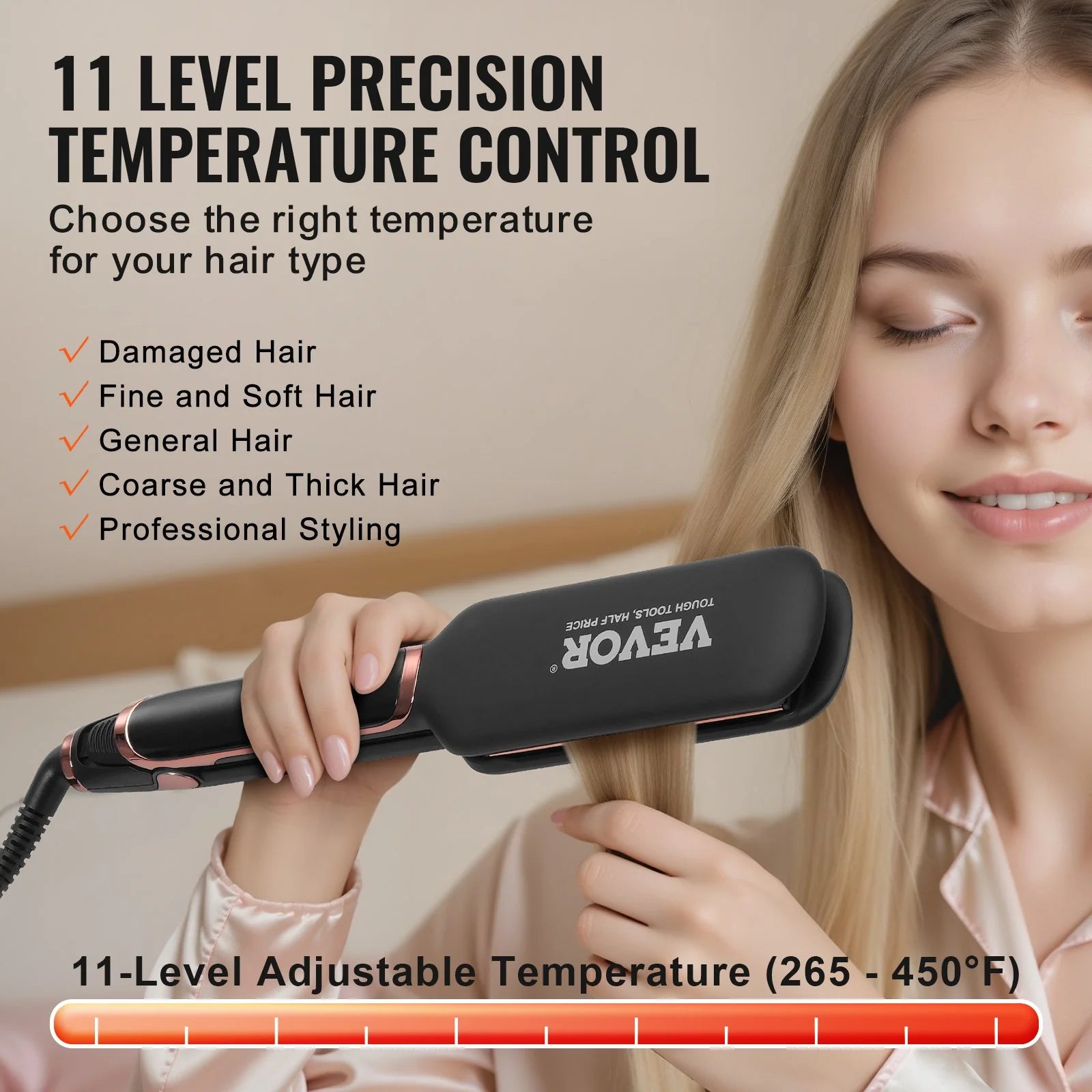 SKYSHALO Titanium Hair Straightener, 2-Inch - Features Infrared, Negative Ions, Dual Voltage (110V/240V), LCD Screen & 11 Temperature Settings, Ideal for Salon, Home & Travel