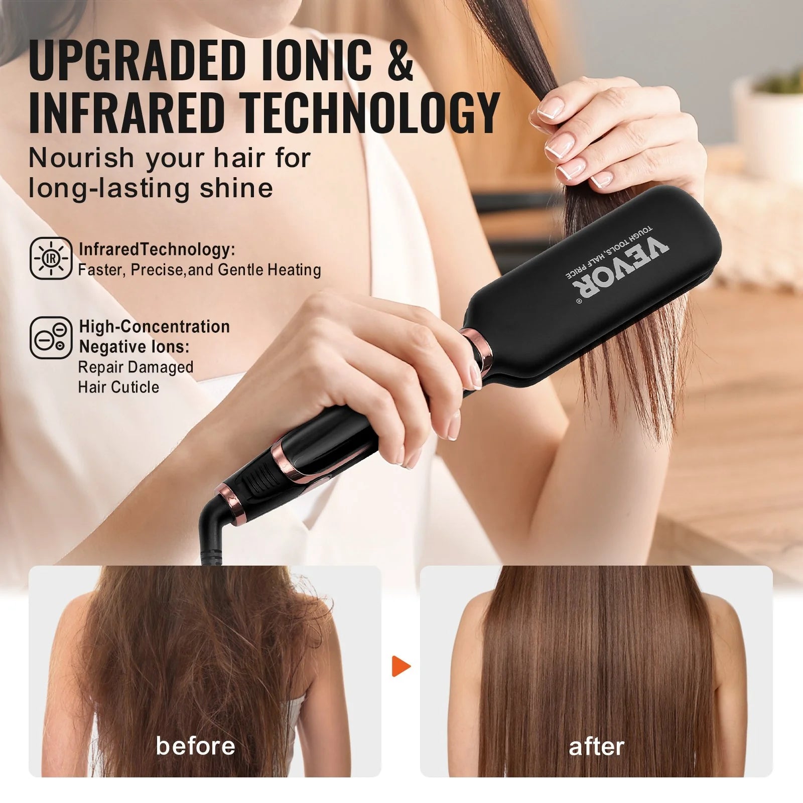 SKYSHALO Titanium Hair Straightener, 2-Inch - Features Infrared, Negative Ions, Dual Voltage (110V/240V), LCD Screen & 11 Temperature Settings, Ideal for Salon, Home & Travel