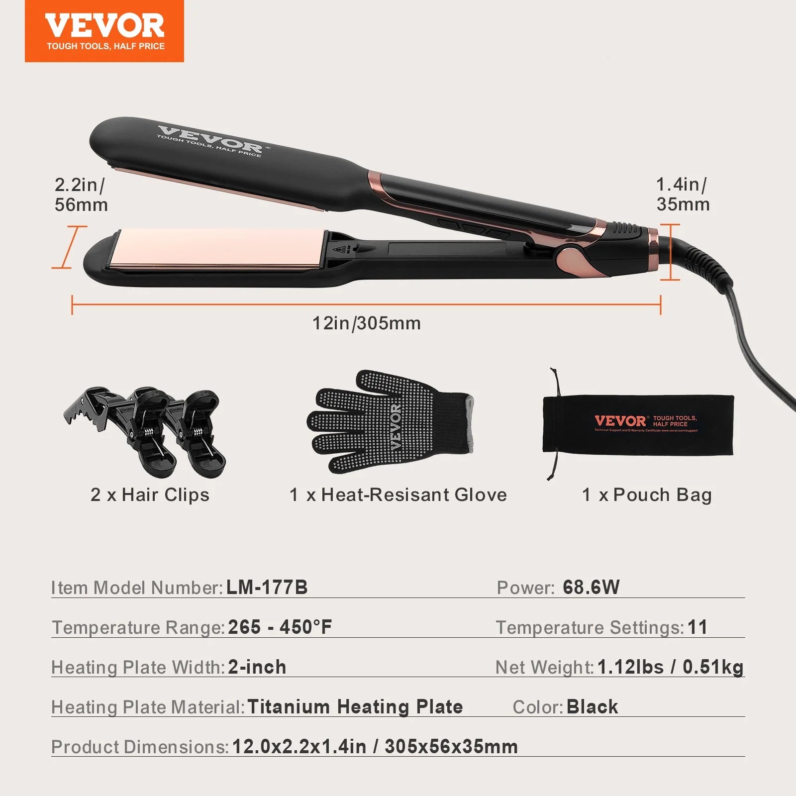 SKYSHALO Titanium Hair Straightener, 2-Inch - Features Infrared, Negative Ions, Dual Voltage (110V/240V), LCD Screen & 11 Temperature Settings, Ideal for Salon, Home & Travel